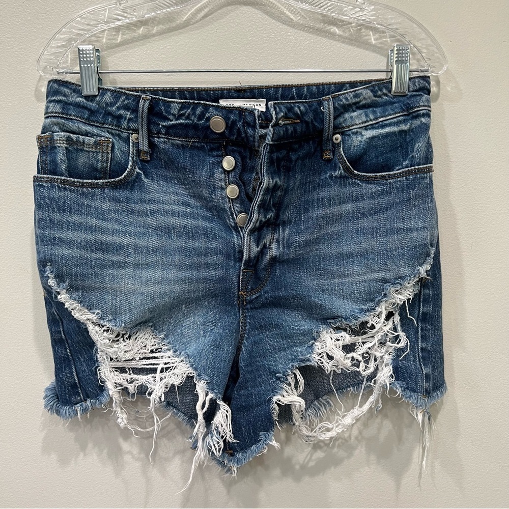 Good American High Rise Distressed Shorts Women’s Size 4/27